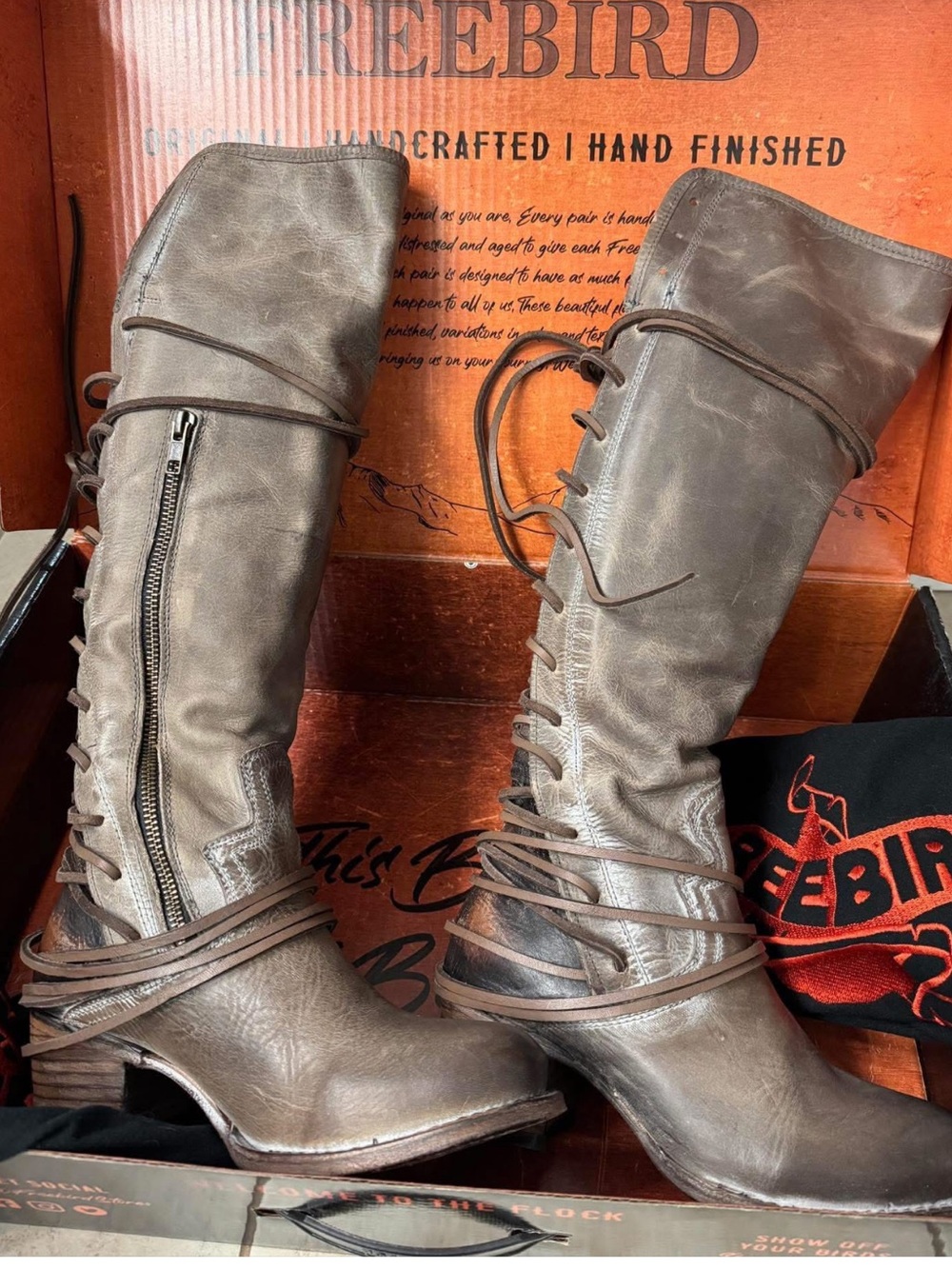 Freebird Lace-Up Over-the-Knee Leather Boots
